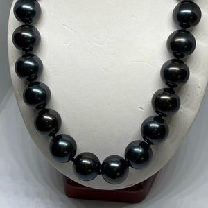 16 MM black mother of pearl with marcasite clasp